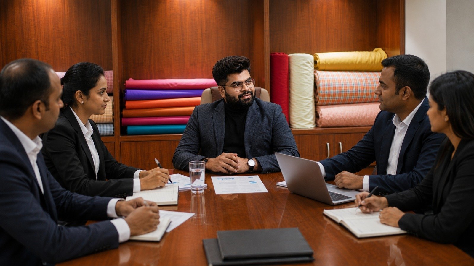 Abdul Basik M, Founder of Dar Al Awafi, leading a team meeting